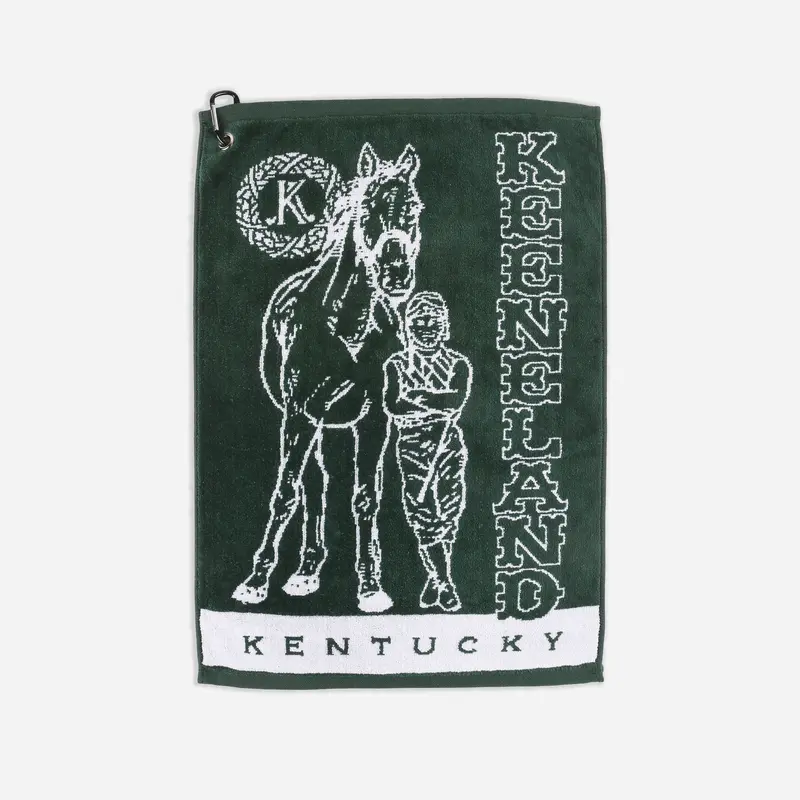 Ahead Keeneland Standing Horse & Jockey Golf Towel 1