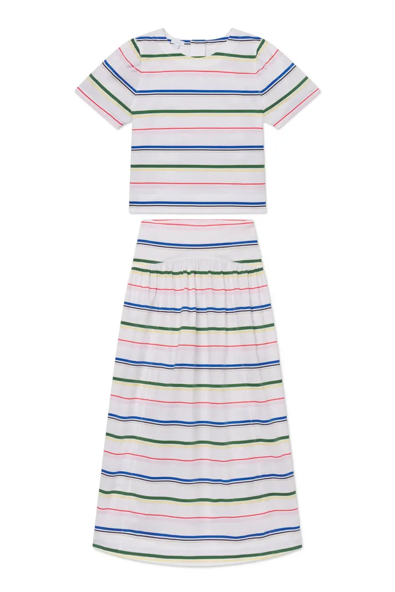 Al Fresco Skirt Set In Multi Color Stripe 1