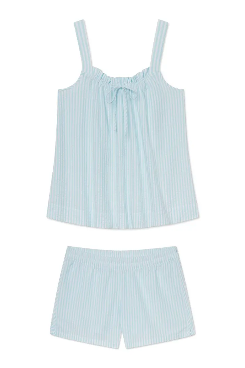 Alice Shorts Set In Salt Spray Seersucker 1