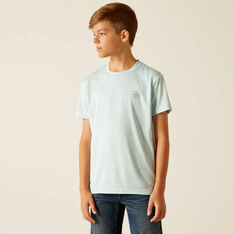 Boy's Ariat Charger Crestline Aqua Shirt 1