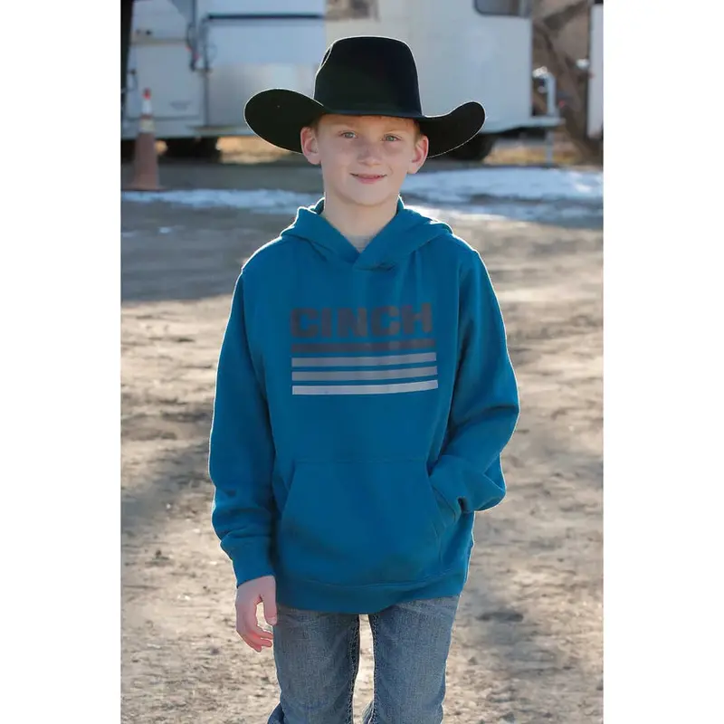 Boy's Cinch Teal Logo Pullover Hoodie 1