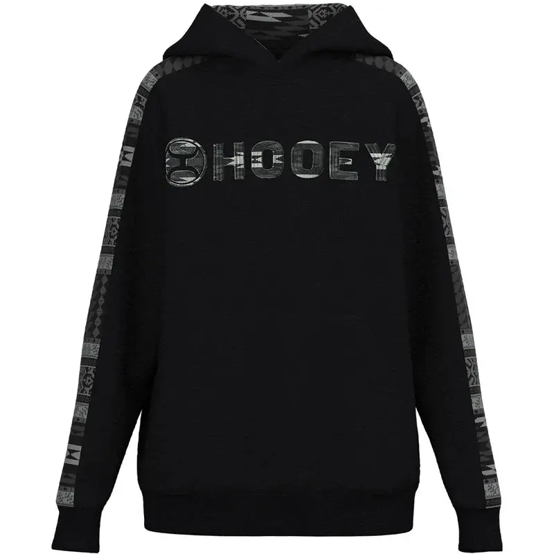 Boy's Hooey Black W/ Grey Aztec Print Canyon Hoodie 1