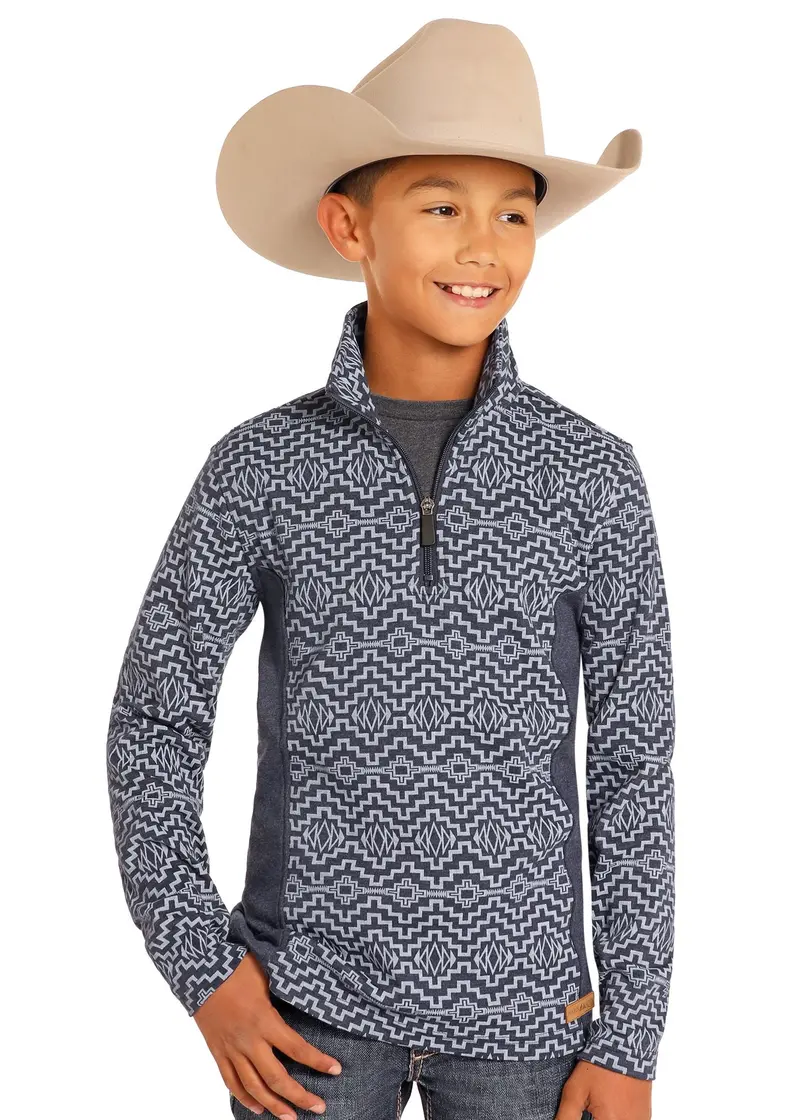 Boy's Powder River Aztec Henley 1/4 Zip Pullover 1