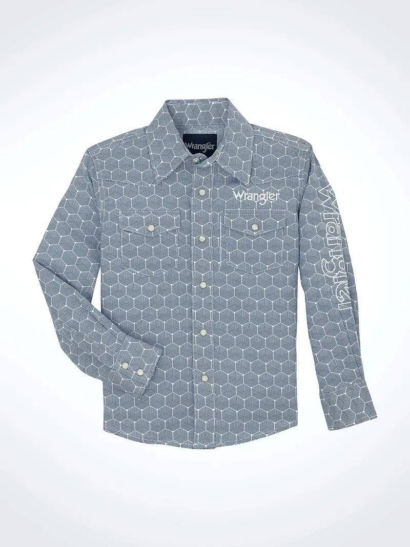 Boy's Wrangler Classic Logo Long Sleeve Snap Shirt 1