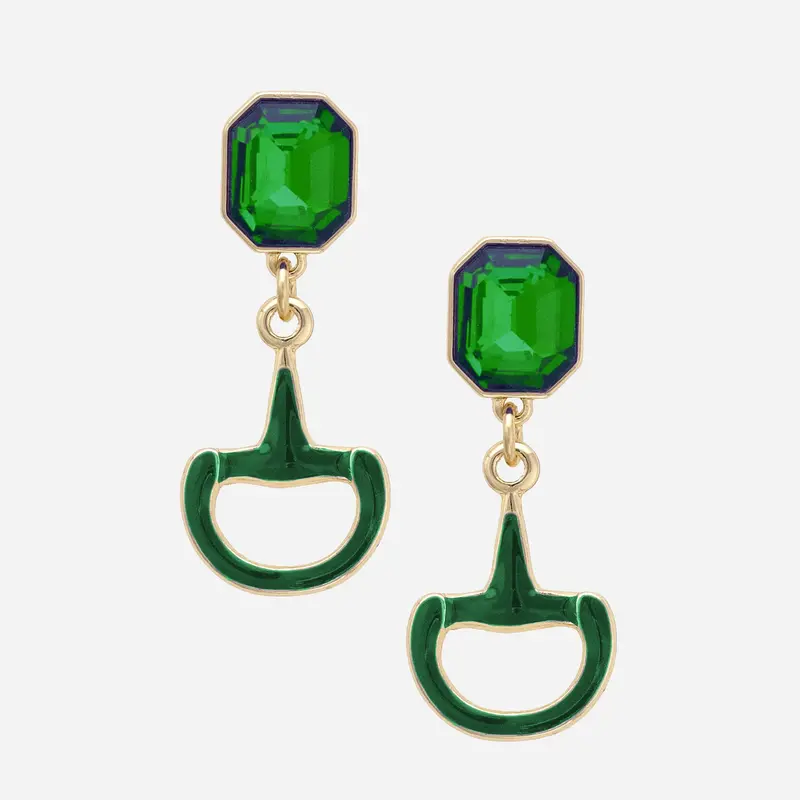 Canvas Style Eclipse Rhinestone Horsebit Earrings 1