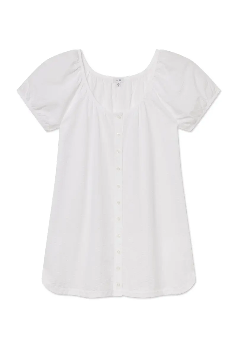 Charlie Nightgown In White Seersucker 1
