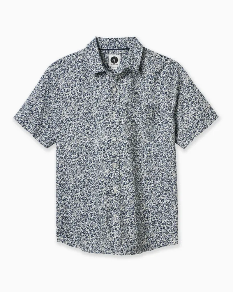 Coastline Woven | Navy Leaves 1