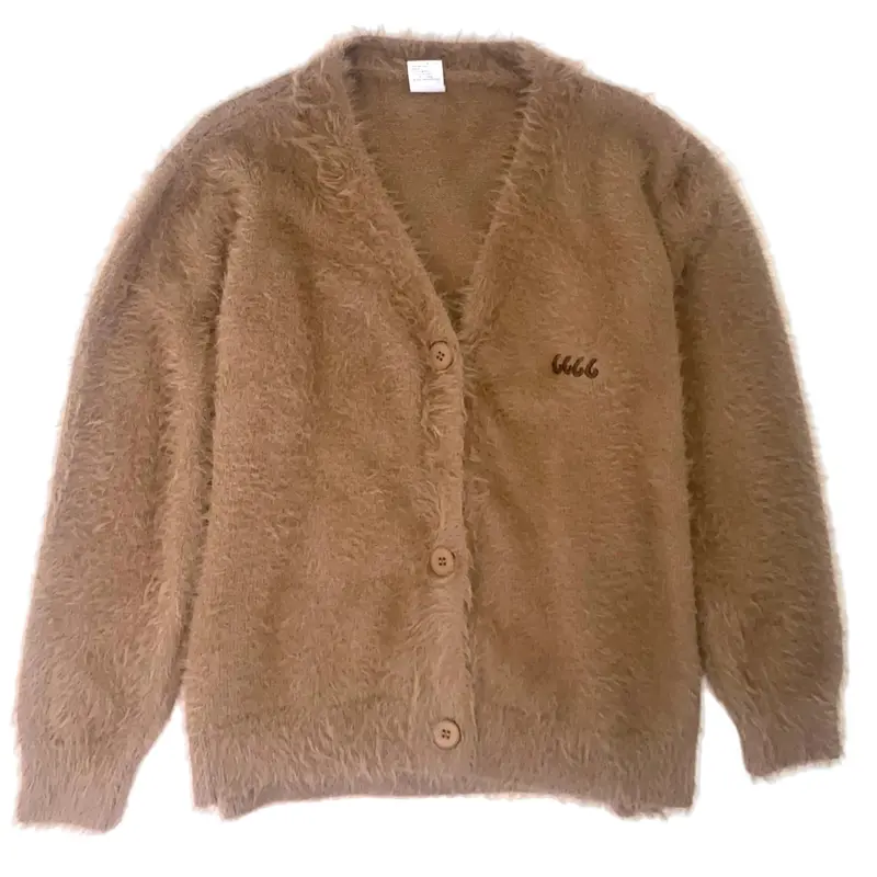 Faux Mink Knit Cardigan - Khaki 1