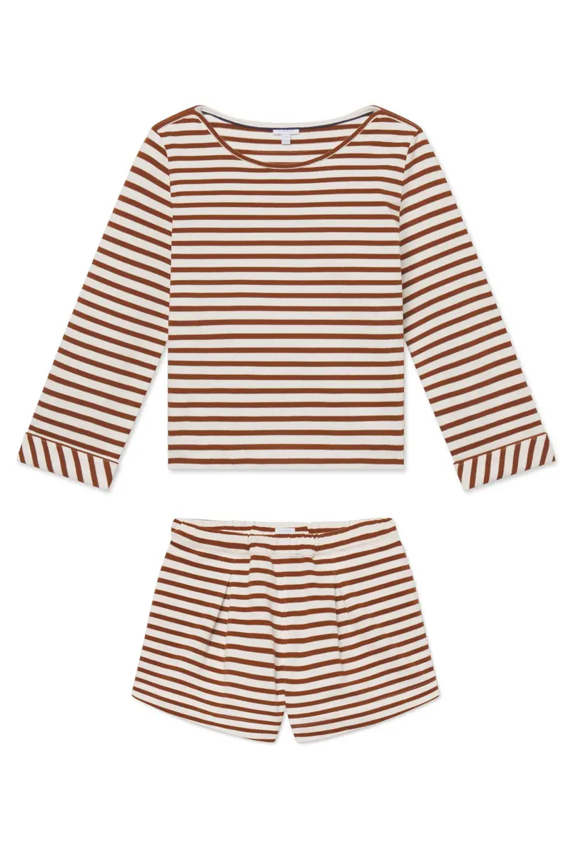 Field Short Set In Cinnamon Tricot Stripe 1