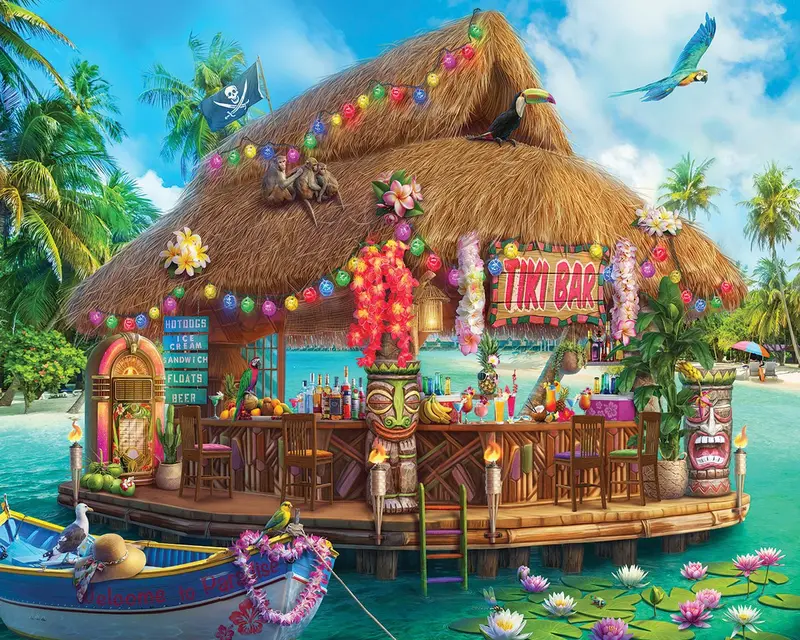 Floating Tiki Bar (1993Pz) - 1000 Piece Jigsaw Puzzle 1