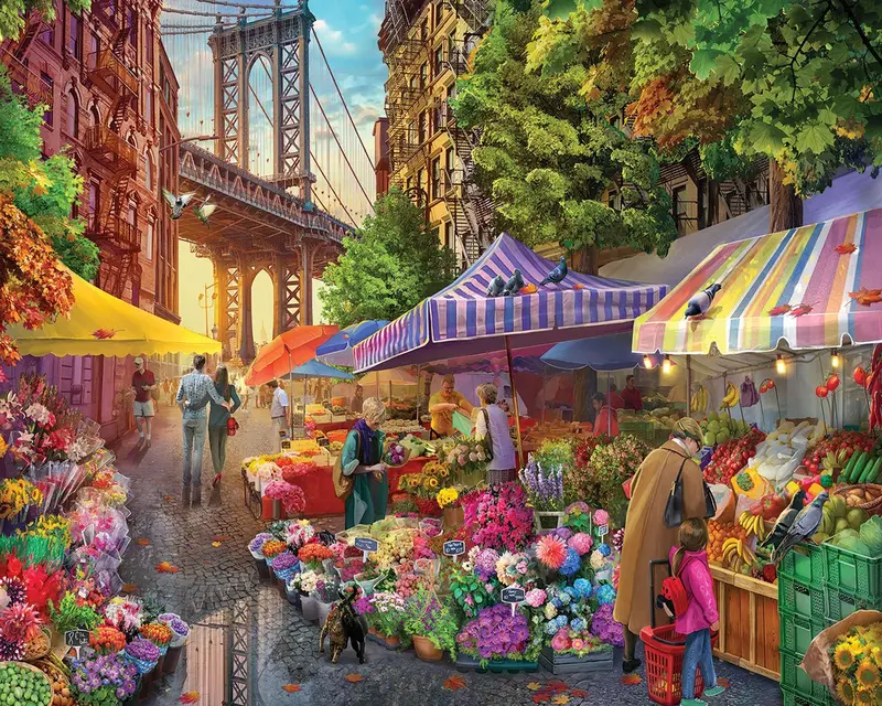 Flower Market (1871Pz) - 1000 Piece Jigsaw Puzzle 1