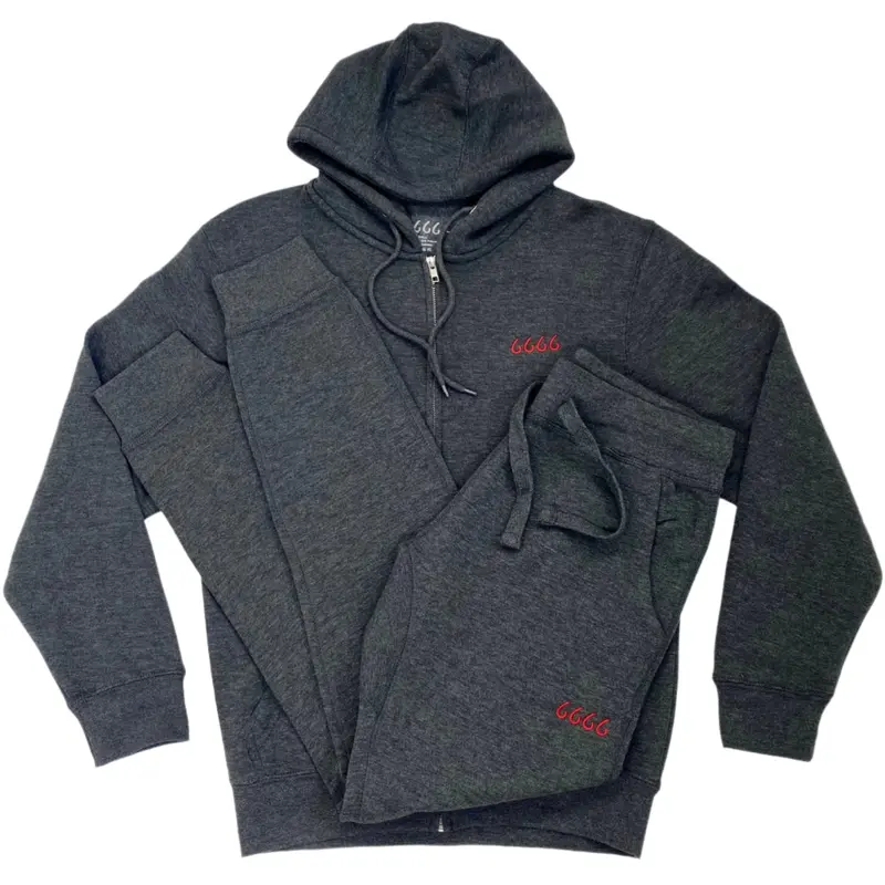 Four Sixes Full-Zip Hoodie And Jogger Set-Charcoal 1