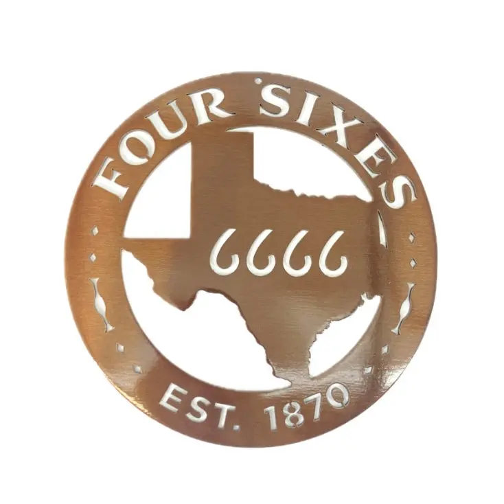 Four Sixes Jdh 10" Round Wall Badge- Copper 1