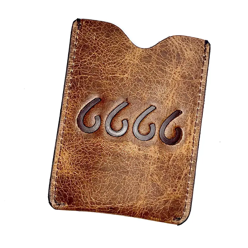 Four Sixes Leather Money Clip Wallet-Bison Tobacco 1