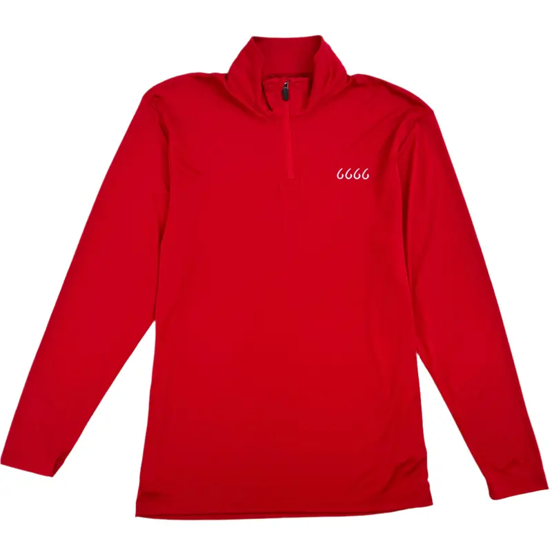 Four Sixes Men's Performance Quarter Zip Pullover-Red 1