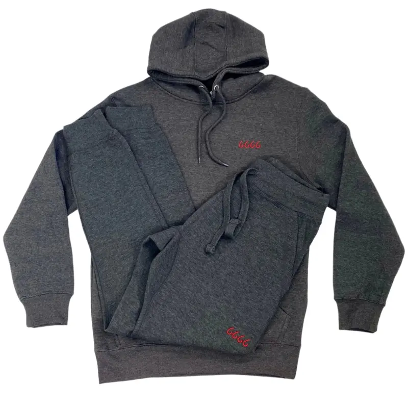 Four Sixes Pullover Hoodie And Jogger Set-Charcoal 1