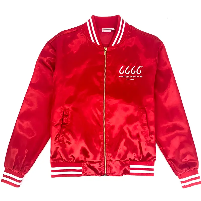 Four Sixes Red Satin Bomber Jacket 1
