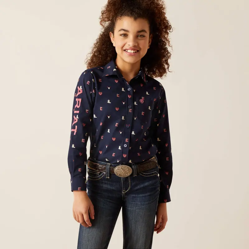 Girl's Ariat Team Kirby Long Sleeve Western Print Shirt 1