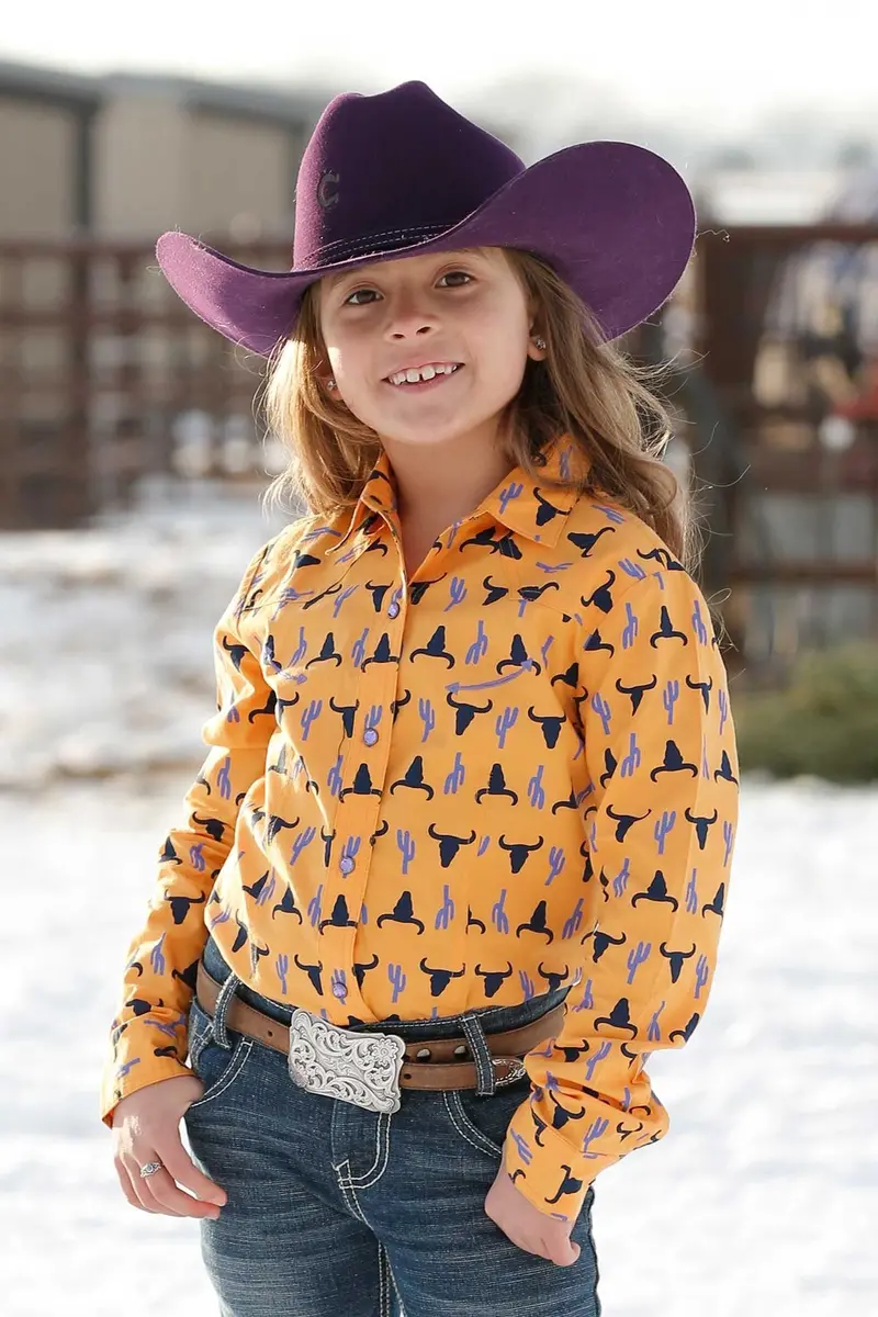 Girl's Cruel Girl Longhorn Cactus Print Shirt 1