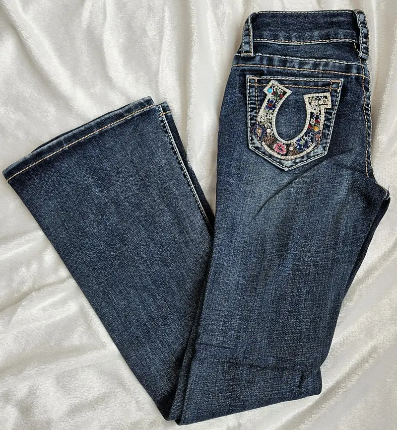 Girl's Grace In La Floral Horseshoe Embroidered Jean 1