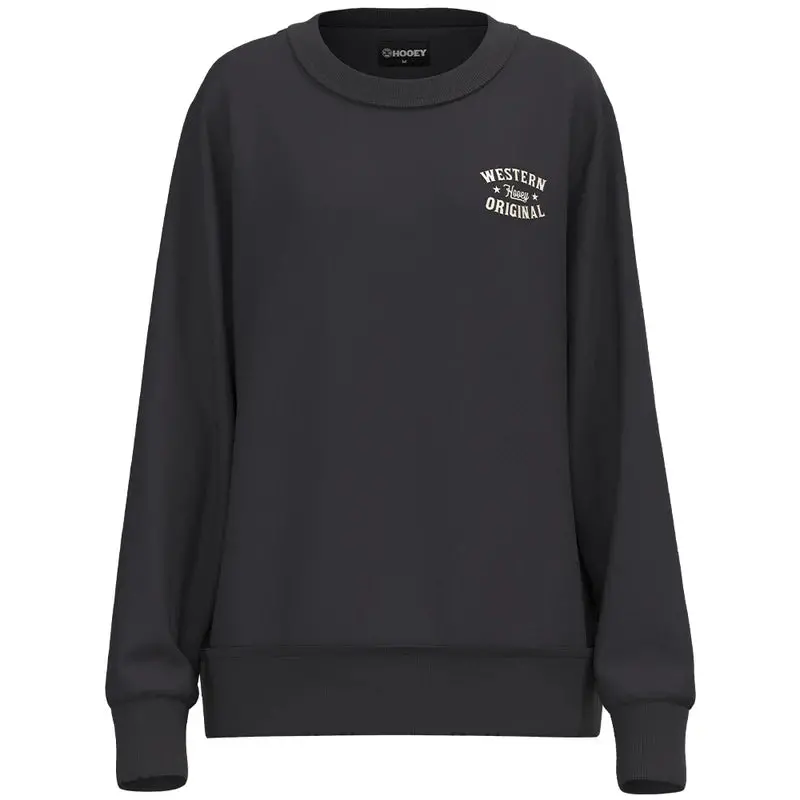 Girl's Hooey Stallion Black Crewneck 1