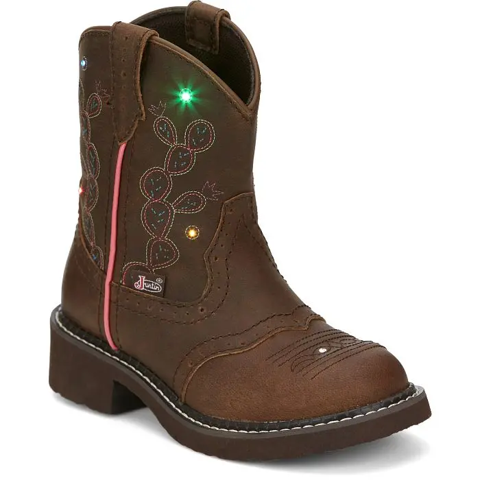 Girl's Justin Glitzy Light Up Round Toe Boot 1