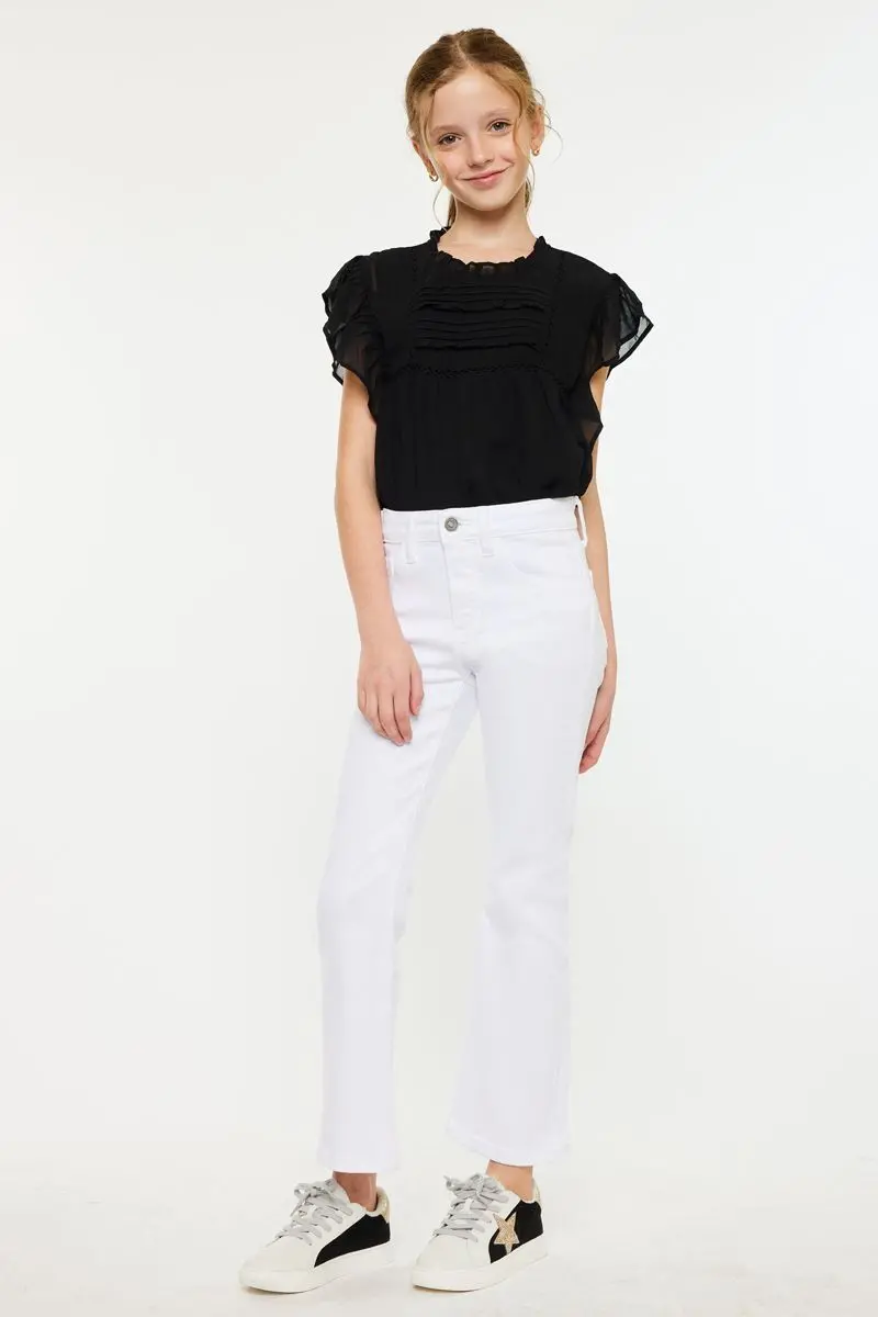 Girl's Kancan High Rise Kick Flare White Jean 1