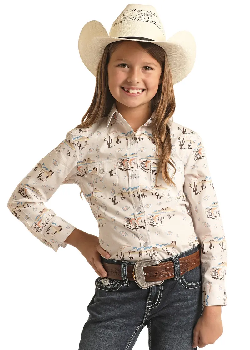 Girl's Panhandle Graphic Long Sleeve Snap Shirt 1
