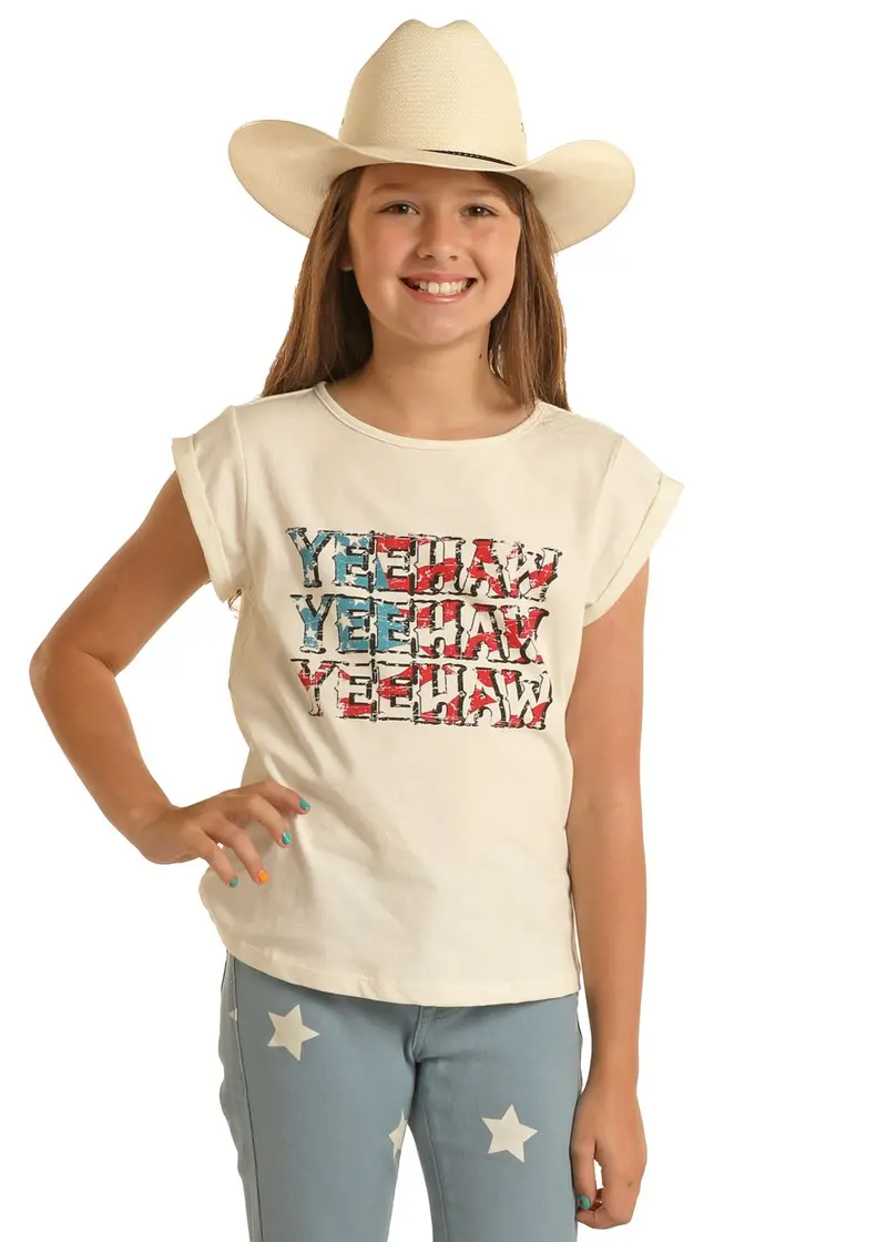 Girl's Rock & Roll Short Sleeve Yeehaw Graphic Shirt 1