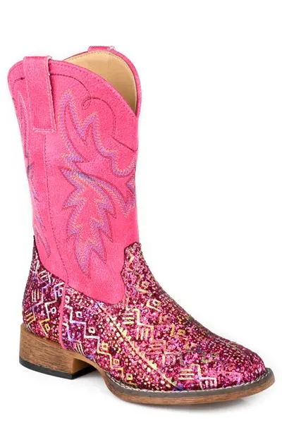 Girl's Roper Glitter Aztec Pink Boot 1