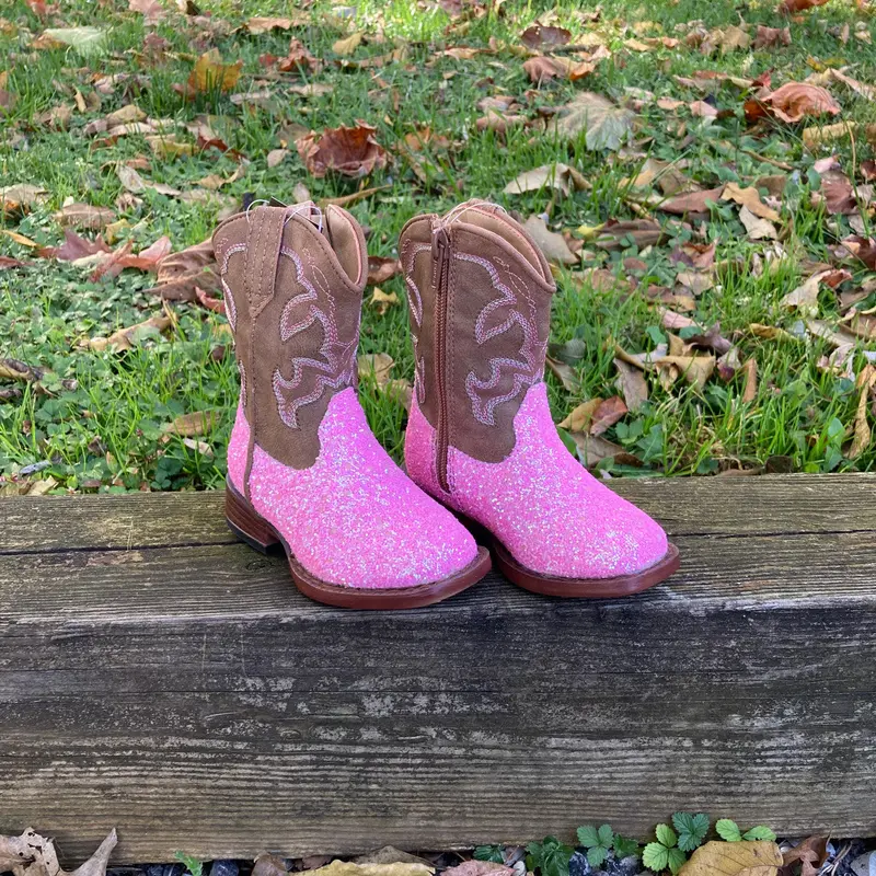 Girl's Roper Glittler Sparkle Pink Boot 1