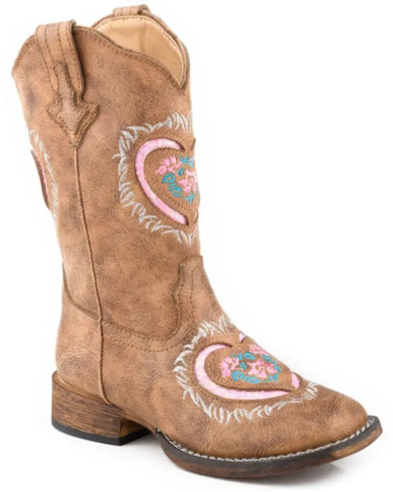 Girl's Roper Lydia Tan Heart Boot 1