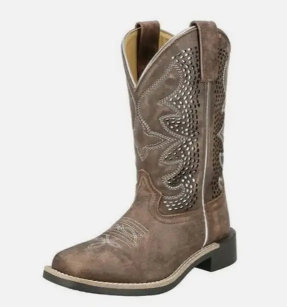 Girl's Smoky Mountain Willow Vintage Chocolate Square Toe Boot 1