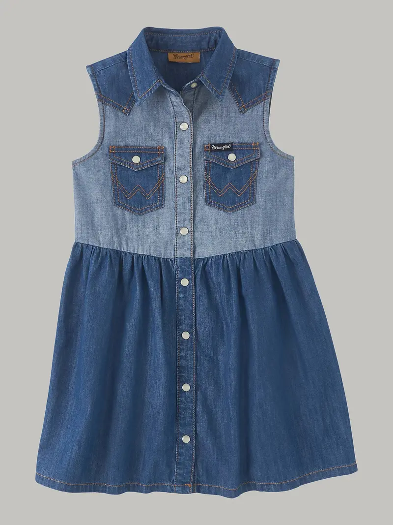 Girl's Wrangler Denim Sleeveless Dress 1