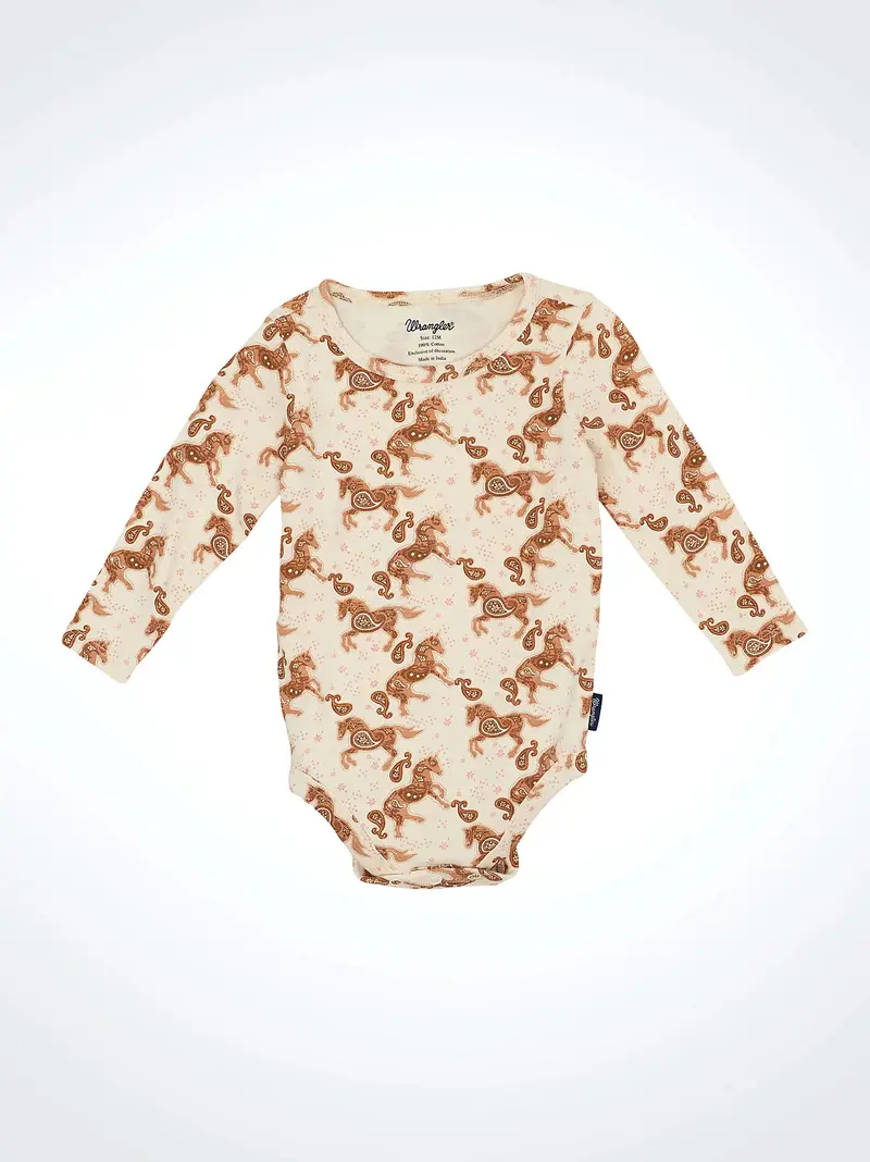 Girl's Wrangler Horse Print Onesie 1