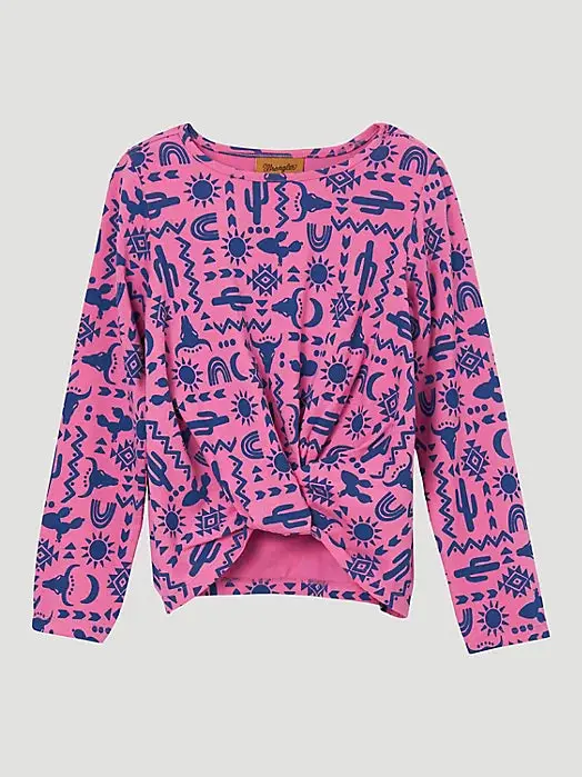 Girl's Wrangler Knit Western Print Long Sleeve Shirt 1
