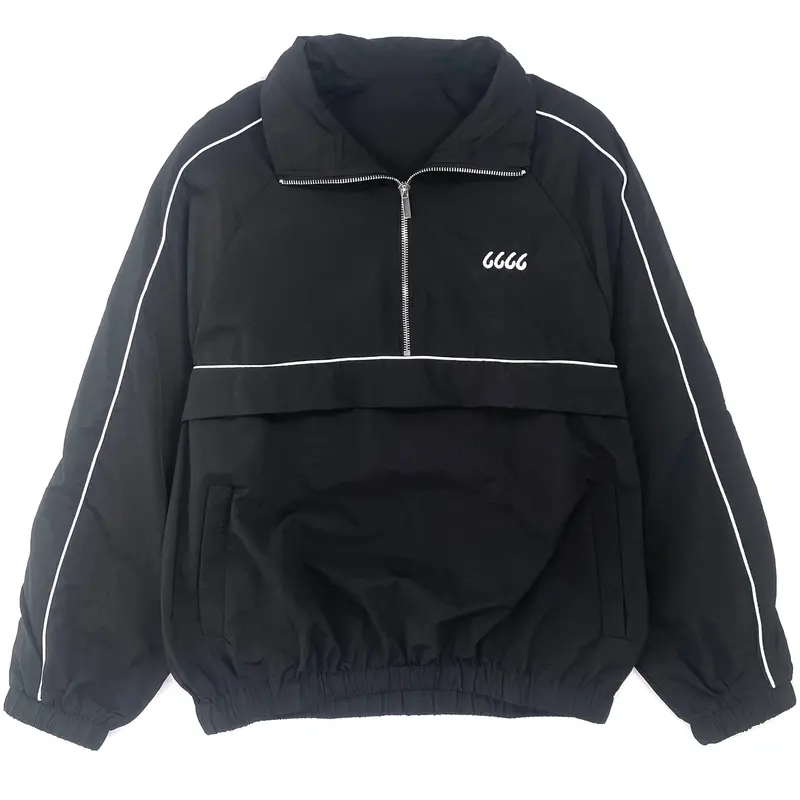 Half-Zip Oversized Jacket - Black 1