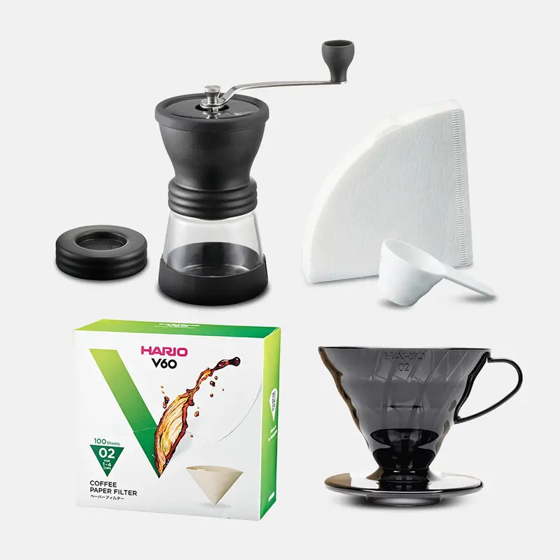 Hario V60 And Skerton N Coffee Grinder Starter Kit (Black) 1