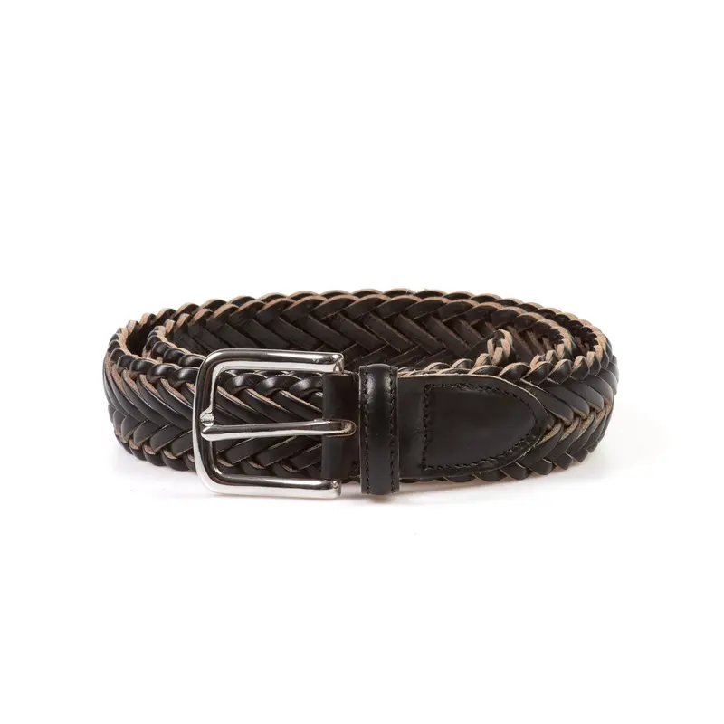 Horween Black Chromexcel Leather Belt - Plaited 1