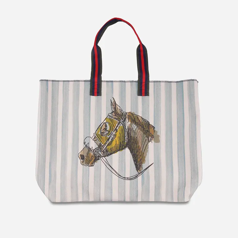 House Of Henry Keeneland Horse Head Stripe Large Lenny Tote 1