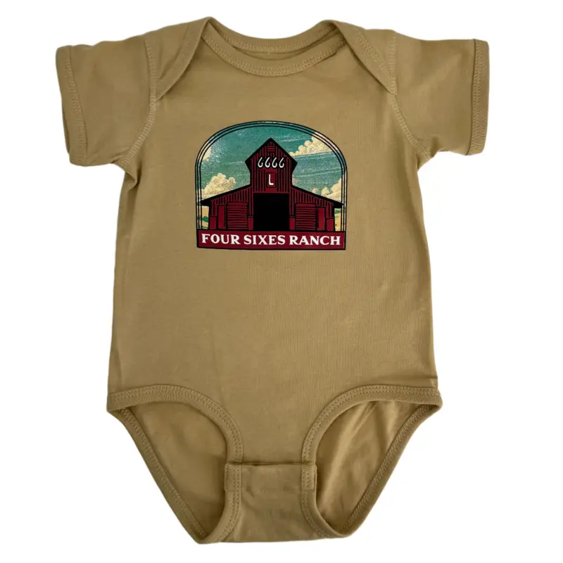 Infant Onesie Featuring Four Sixes "L Barn" 1