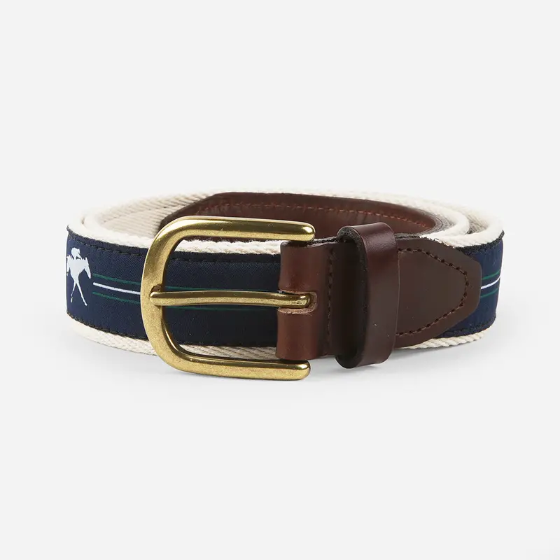 Keeneland Men's Navy Stripe Ribbon Belt 1