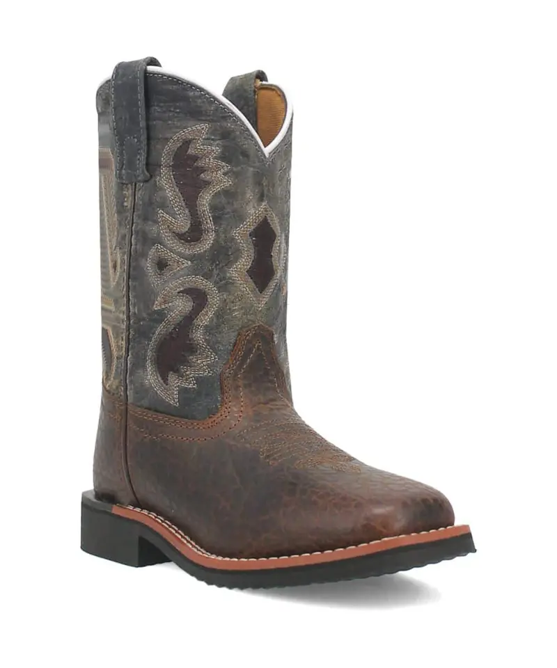 Kid's Dan Post Creek Brown/Blue Square Toe Boot 1