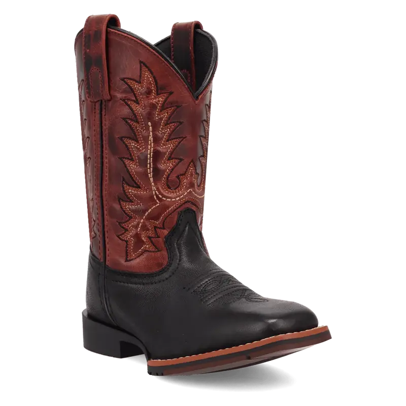 Kid's Dan Post Dexter Black/Red Square Toe Boot 1