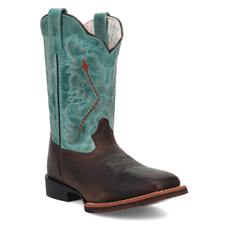 Kid's Dan Post Salina Chocolate/Turquoise Boot 1