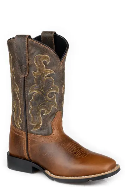 Kid's Roper Brown Square Toe Boot 1