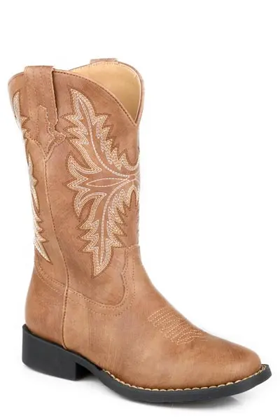 Kid's Roper Tan Square Toe Boot 1