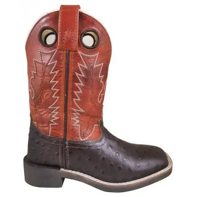 Kid's Smoky Colt Brown/Orange Square Toe Boot 1