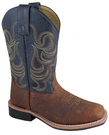 Kid's Smoky Mountain Jesse Brown/Navy Square Toe Boot 1