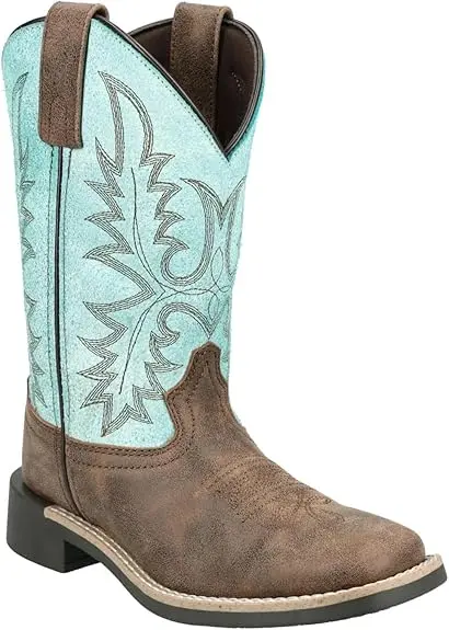 Kid's Smoky Mountain Rustic Rider Brown/Turquoise Boot 1